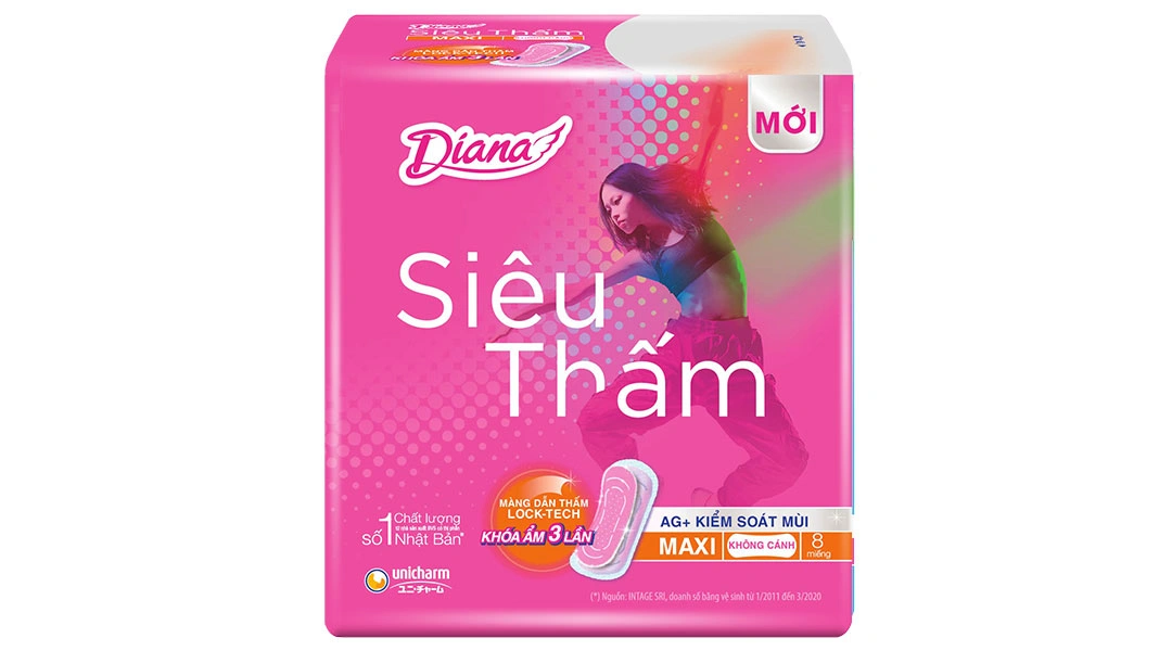 Băng vệ sinh Diana Maxi không cánh siêu thấm gói 8 miếng - 1