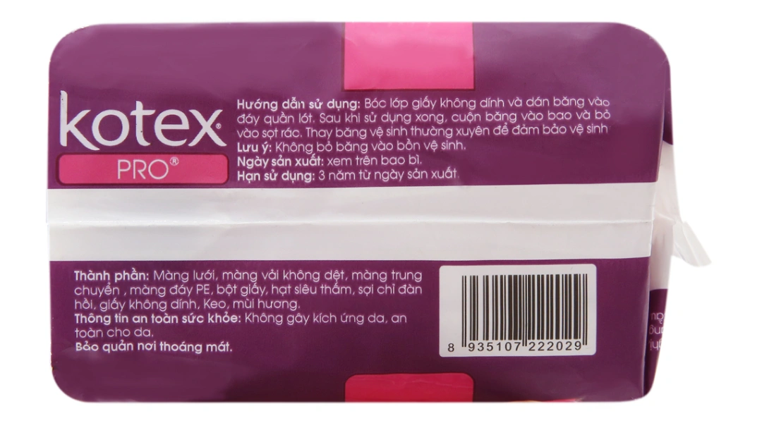 Băng vệ sinh Kotex Pro siêu mỏng cánh, lưới siêu thấm gói 8 miếng - 1
