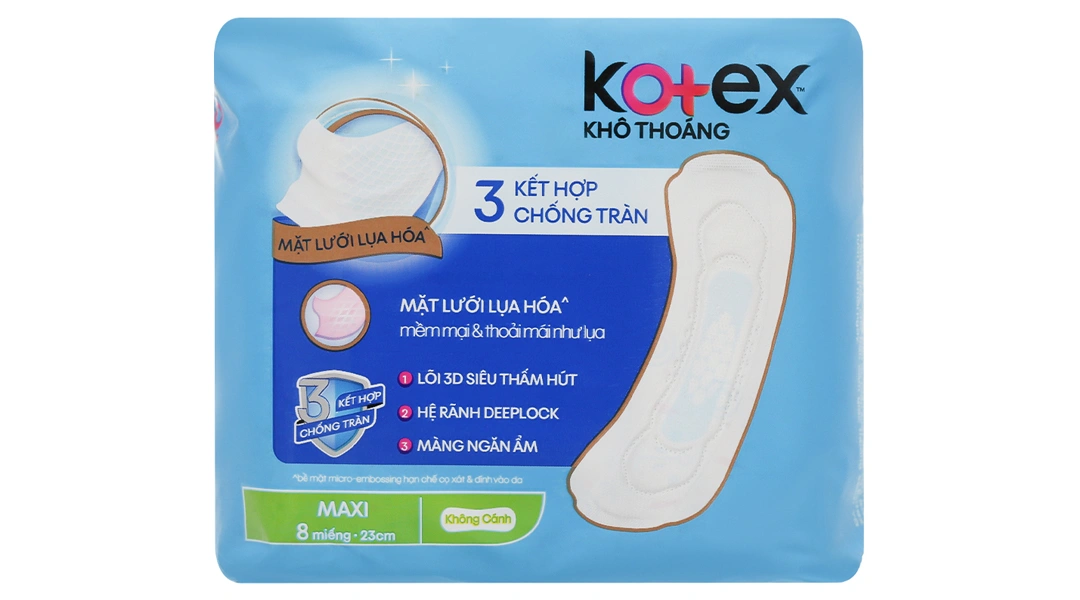 Băng vệ sinh Kotex mặt lưới khô thoáng gói 8 miếng - 1