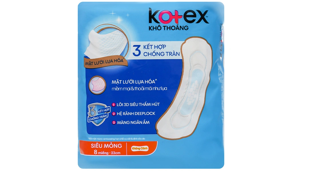Băng vệ sinh Kotex khô thoáng, siêu mỏng gói 8 miếng - 1