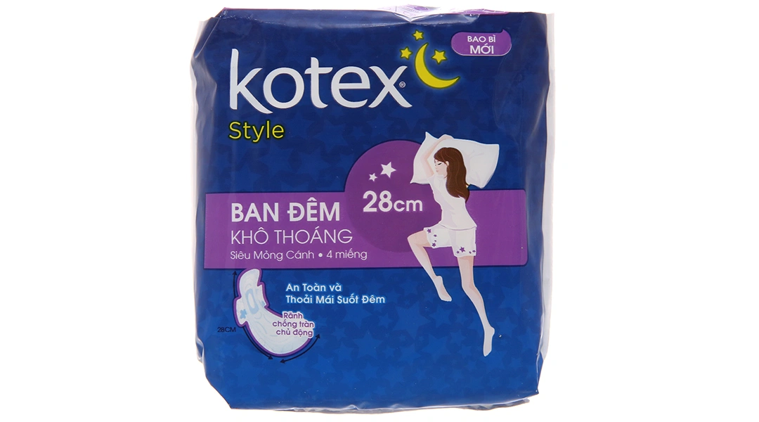Băng vệ sinh đêm Kotex Style siêu mỏng gói 4 miếng - 