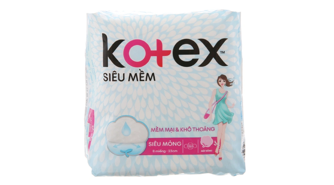 Băng vệ sinh Kotex siêu mỏng có cánh gói 8 miếng - 