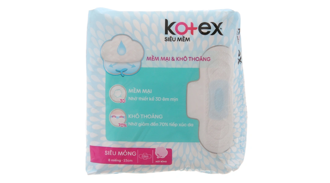Băng vệ sinh Kotex siêu mỏng có cánh gói 8 miếng - 1