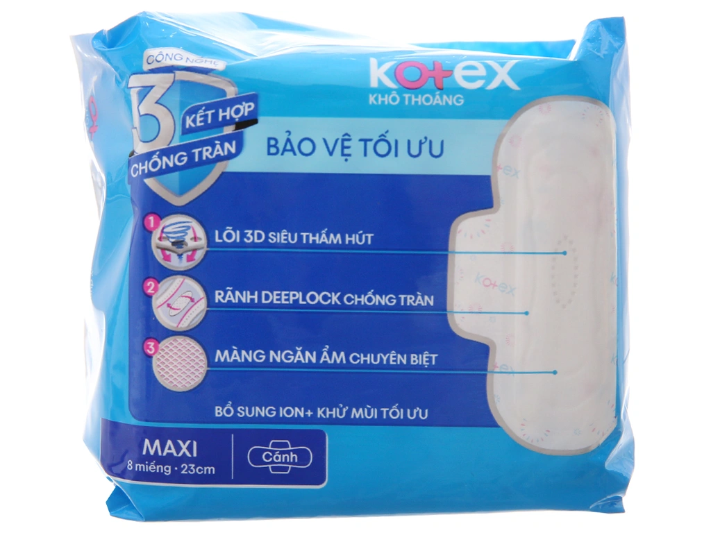 Băng vệ sinh Kotex Maxi khô thoáng cánh gói 8 miếng - 1