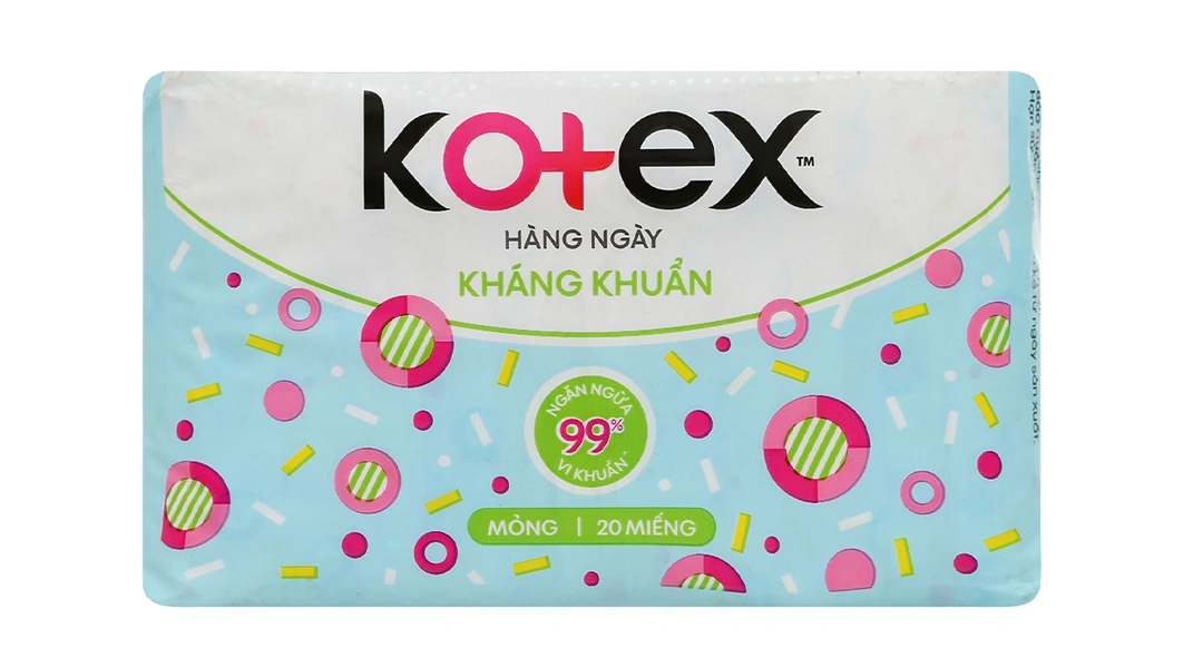 Băng vệ sinh hàng ngày Kotex kháng khuẩn gói 20 miếng - 
