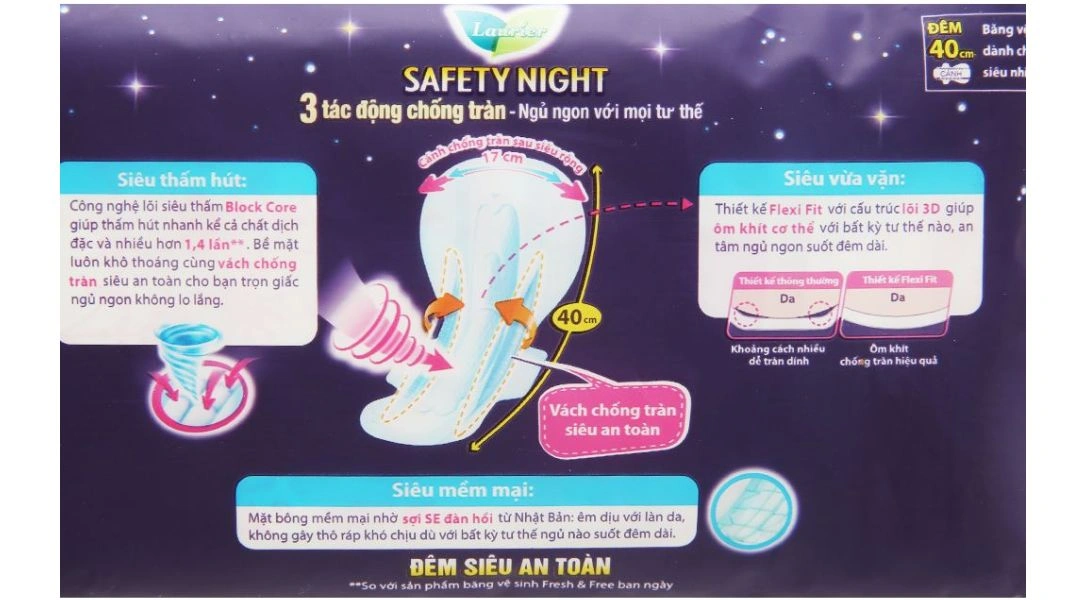 Băng vệ sinh ban đêm Laurier Safety Night 40cm gói 4 miếng - 4