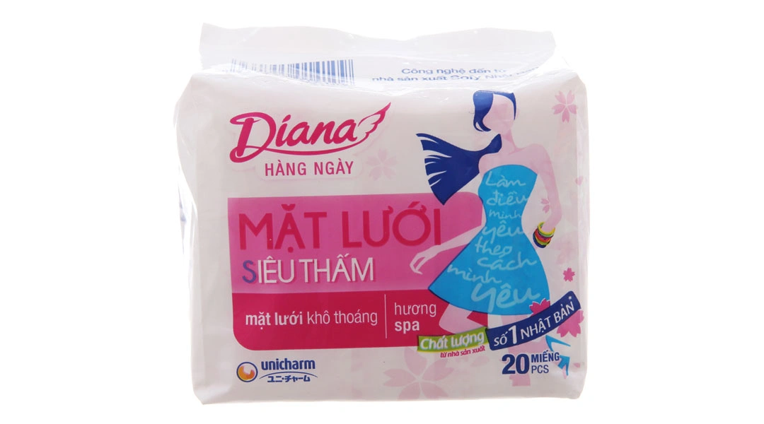 Băng vệ sinh hàng ngày Diana mặt lưới siêu thấm gói 20 miếng - 