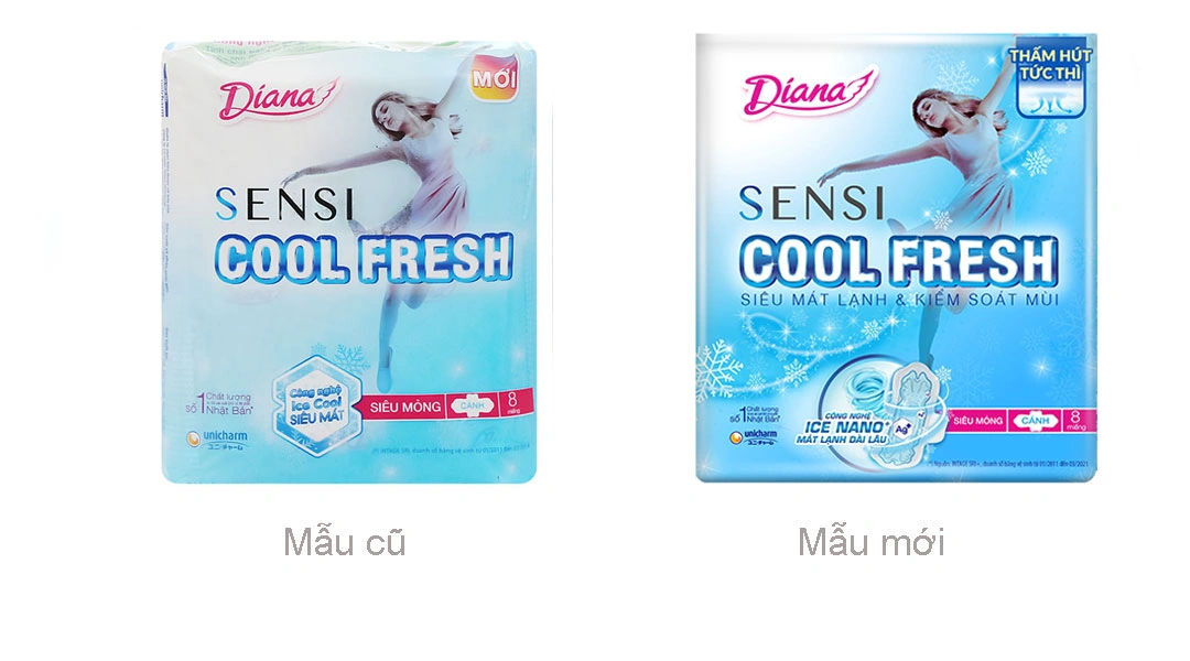 Băng vệ sinh Diana Cool Fresh siêu mỏng cánh gói 8 miếng - 