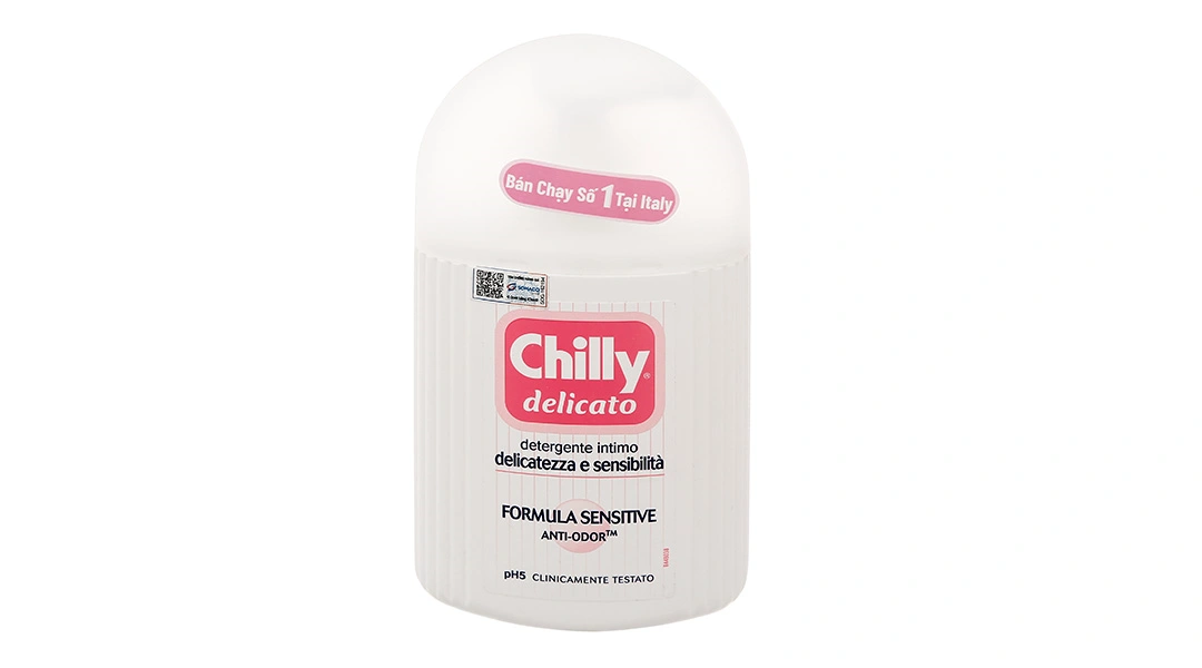Dung dịch vệ sinh phụ nữ Chilly Delicato dưỡng mềm mại, sạch dịu êm chai 200ml - 