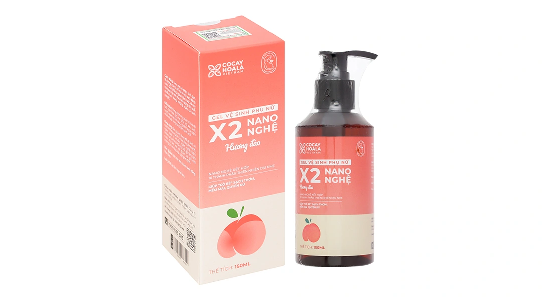 Gel vệ sinh phụ nữ X2 Nano Nghệ hương đào làm sạch ngừa viêm nhiễm chai 150ml - 