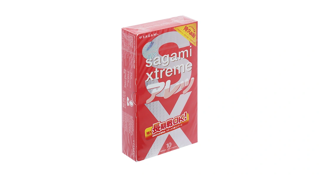Bao cao su Sagami Xtreme Feel Long có chấm bi nhỏ 53mm hộp 10 cái - 