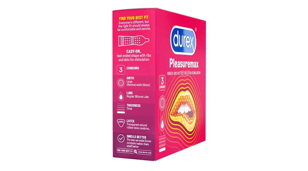 Bao cao su Durex Pleasuremax có chấm nổi 56mm hộp 3 cái - 1