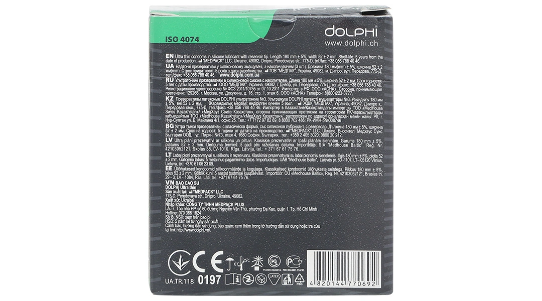 Bao cao su Dolphi ultra thin siêu mỏng 52mm hộp 3 cái - 1
