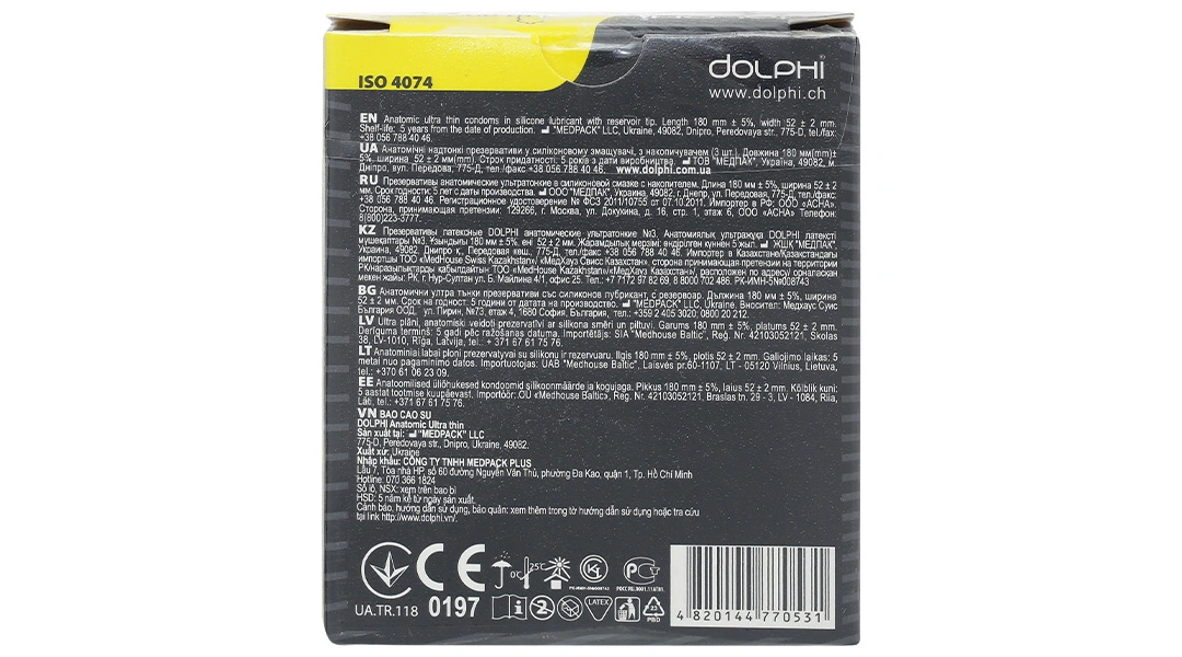 Bao cao su Dolphi Anatomic siêu mỏng, ôm sát 52mm hộp 3 cái - 1