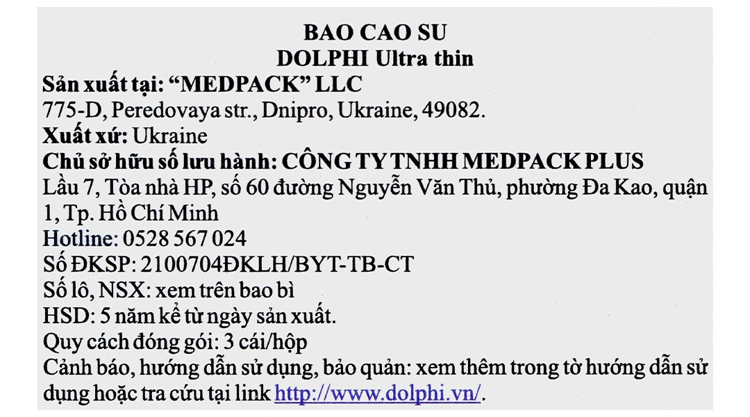 Bao cao su Dolphi ultra thin siêu mỏng 52mm hộp 3 cái - 6