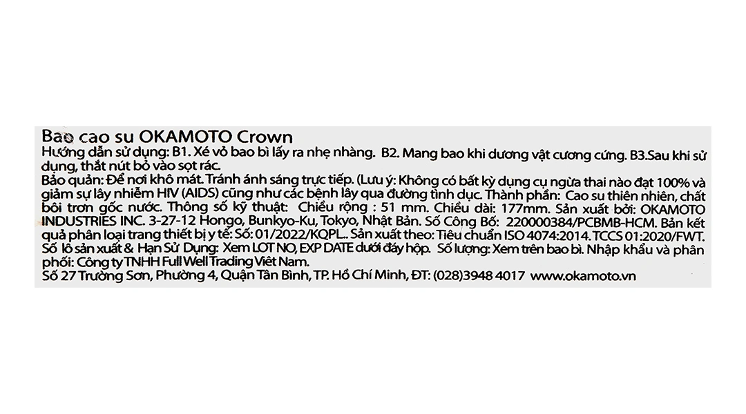 Bao cao su Okamoto Crown siêu mỏng 52mm hộp 3 cái - 5