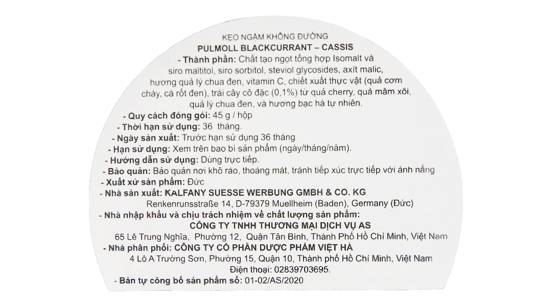Kẹo ngậm Pulmoll Blackcurrant Cassis hộp 45g - 4