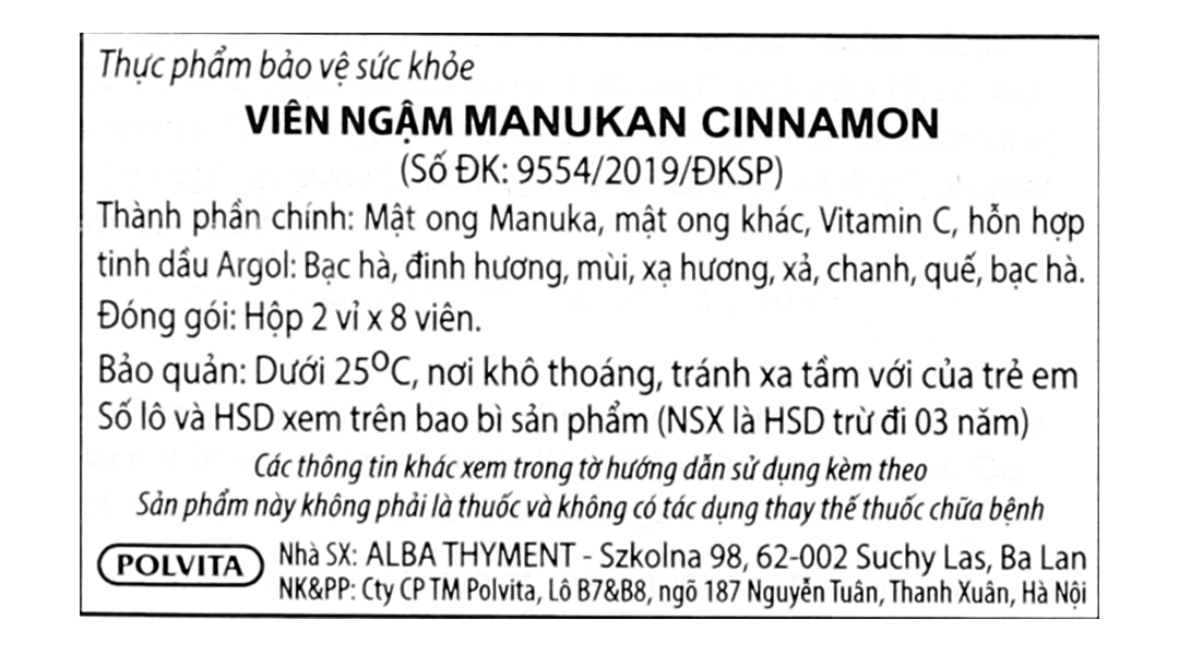 Viên Ngậm Manukan Cinnamon hộp 16 viên - 2