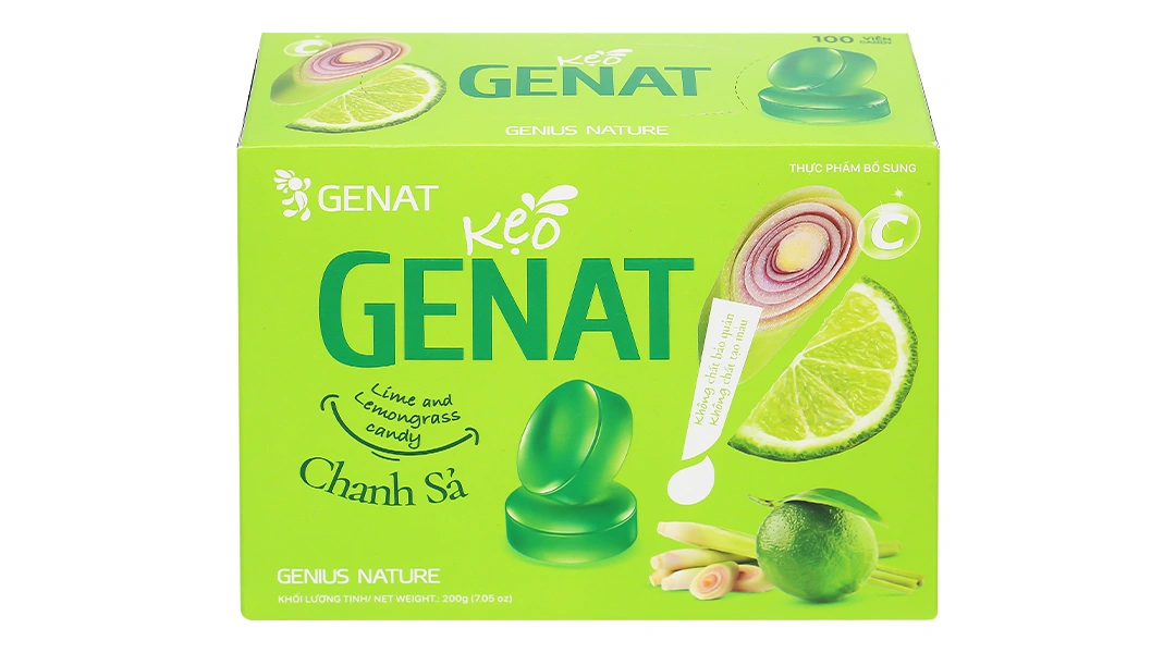 Kẹo Ngậm Chanh Sả Genat hộp 100 viên - 1