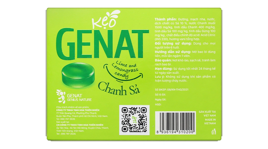 Kẹo Ngậm Chanh Sả Genat hộp 100 viên - 2