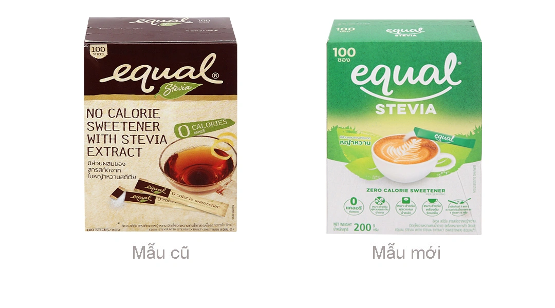 Đường Ăn Kiêng Cỏ Ngọt Equal Hộp 200g (100 Gói) - 