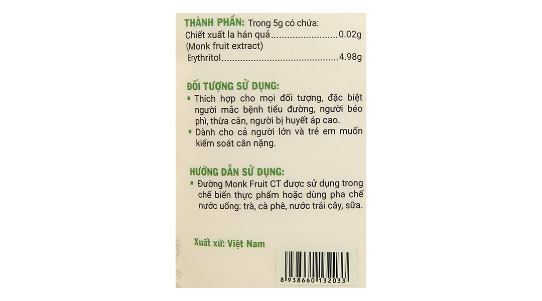 Đường Monk Fruit Ct Hộp 20 Gói x 5G - 9