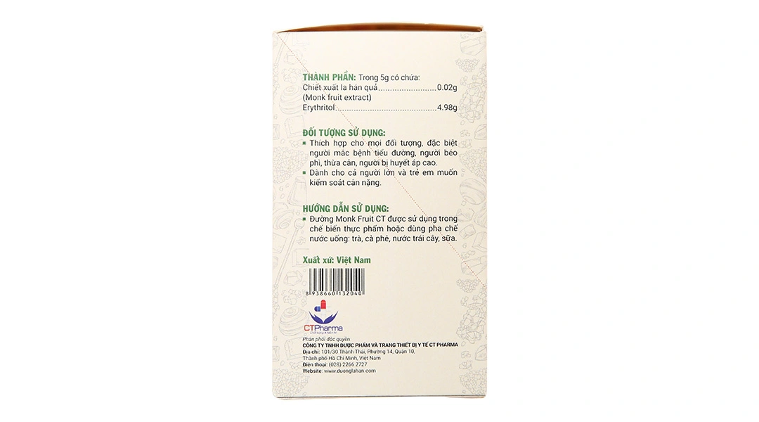 Đường Monk Fruit Ct Hộp 20 Gói x 5G - 3