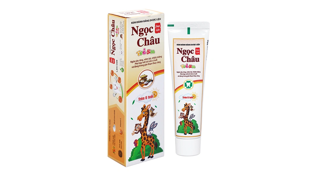 Kem đánh răng dược liệu Ngọc Châu trẻ em ngừa sâu răng tuýp 70g - 