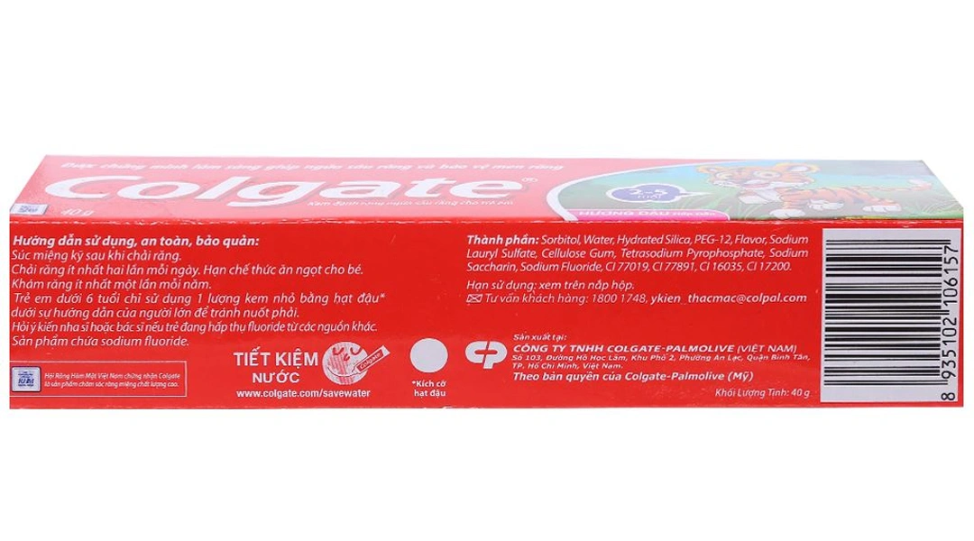 Kem đánh răng cho bé từ 2 - 5 tuổi Colgate Tiger hương dâu tuýp 40g - 1