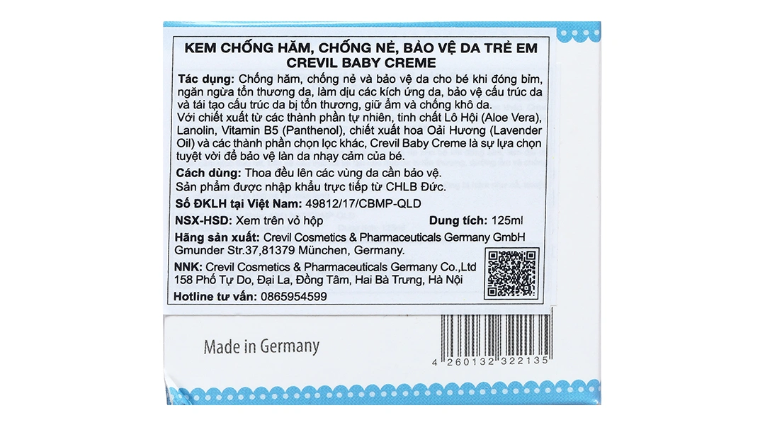 Kem Crevil Baby chống hăm tã, dưỡng ẩm cho bé hũ 150ml - 1