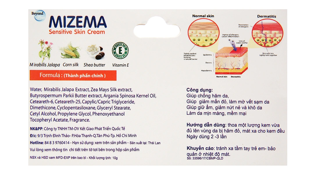 Kem Mizema chống hăm da, giảm mẫn đỏ tuýp 10g - 4