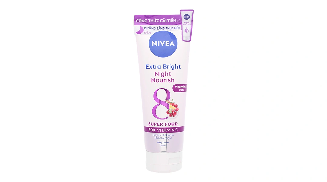 Sữa dưỡng thể Nivea Extra Bright dưỡng trắng da ban đêm tuýp 180ml - 