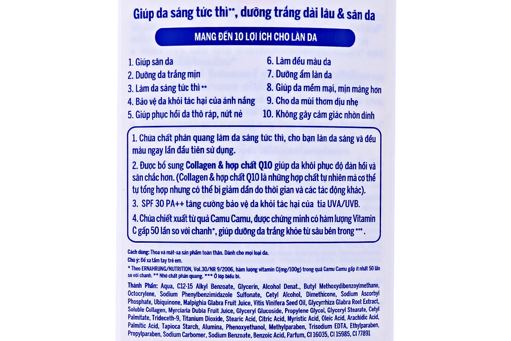 Sữa dưỡng thể Nivea Instant White dưỡng sáng da, săn chắc da chai 350ml - 1