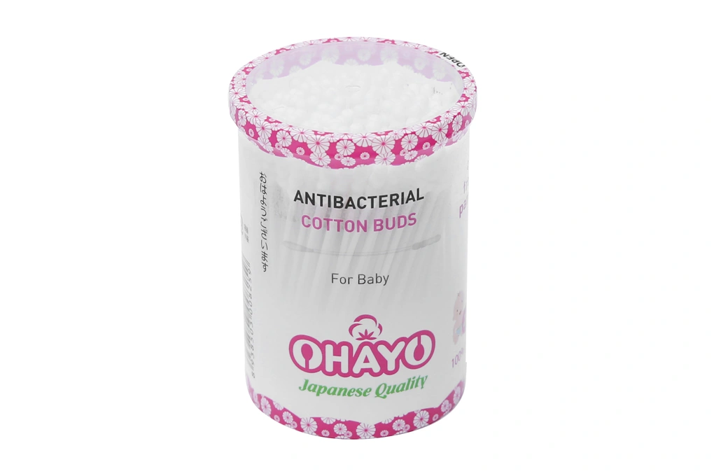Tăm bông trẻ em Ohayo JP02 đầu xoắn/tròn hũ 160 que - 