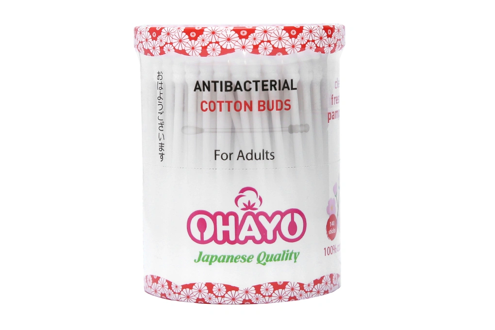 Tăm bông người lớn Ohayo JP01 đầu xoắn/tròn hũ 140 que - 1
