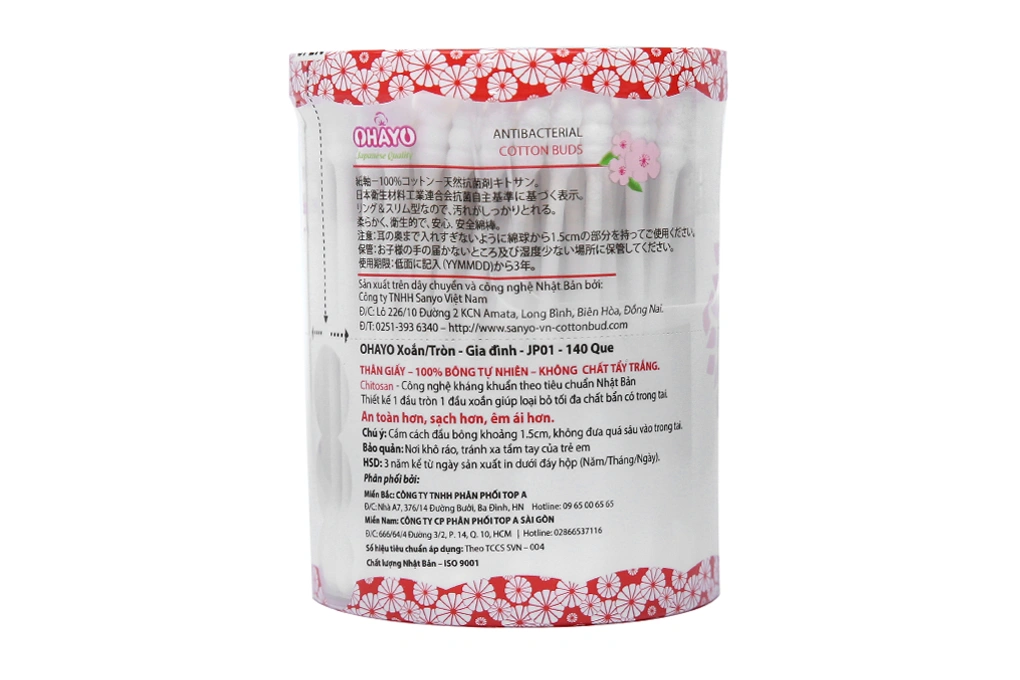 Tăm bông người lớn Ohayo JP01 đầu xoắn/tròn hũ 140 que - 2