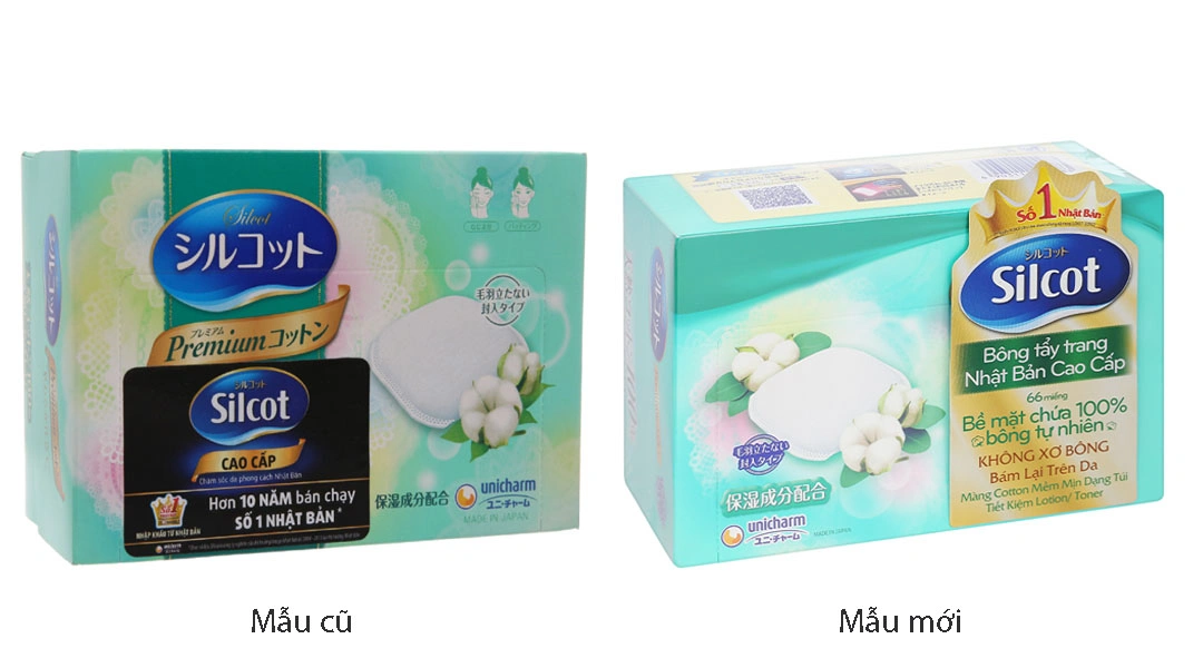 Bông tẩy trang Unicharm Silcot cao cấp mềm xốp, êm ái hộp 66 miếng - 