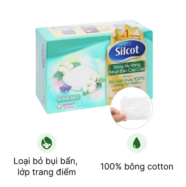 Bông tẩy trang Unicharm Silcot cao cấp mềm xốp, êm ái