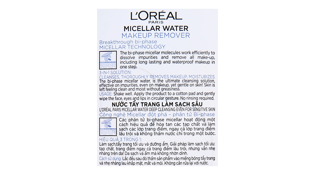Nước tẩy trang L'Oréal Micellar Water 3 in 1 làm sạch sâu cho da trang điểm chai 400ml - 4