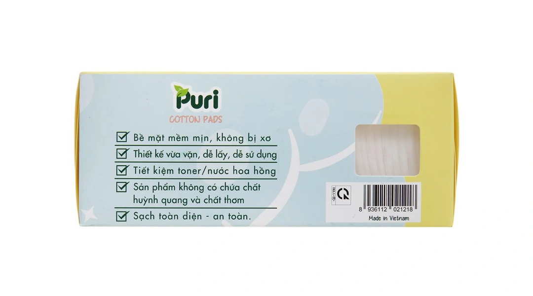 Bông tẩy trang Puri mặt bông mềm mịn dạng vuông hộp 100 miếng - 2