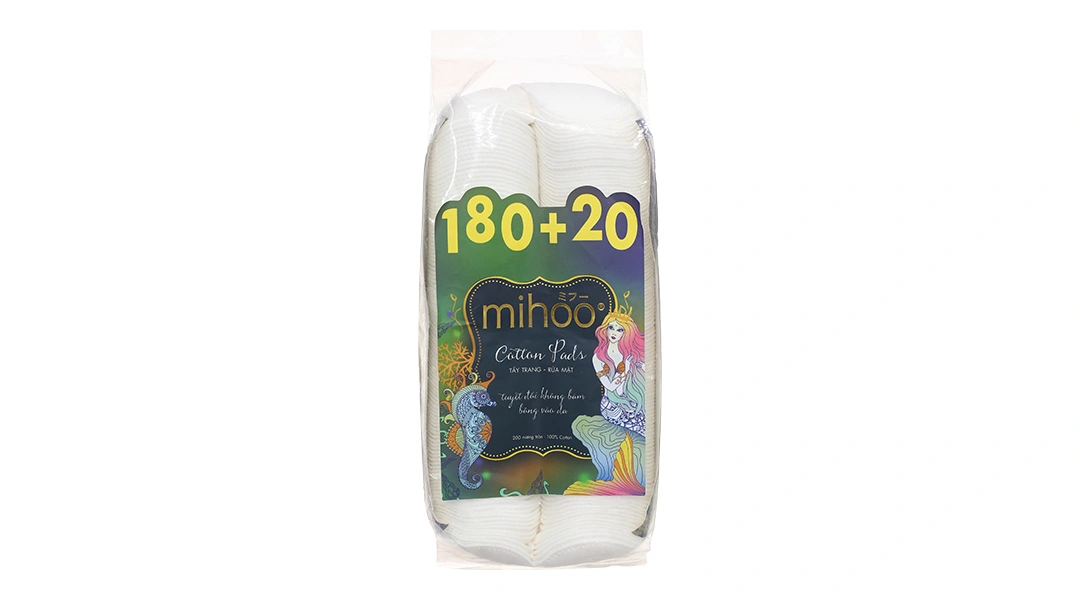 Bông tẩy trang Mihoo mềm mịn dạng tròn gói 200 miếng - 