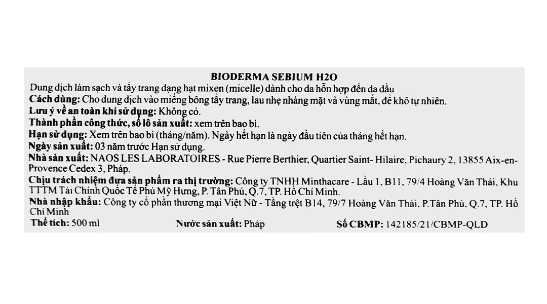 Nước tẩy trang Bioderma Sébium H2O làm sạch sâu cho da dầu và da hỗn hợp chai 500ml - 13