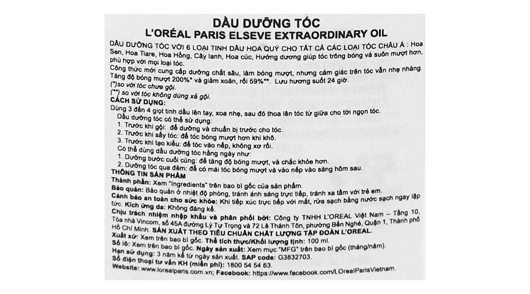 Dầu dưỡng tóc L'Oréal Paris Elseve Extraordinary Oil giúp tóc bóng mượt chai 100ml - 4