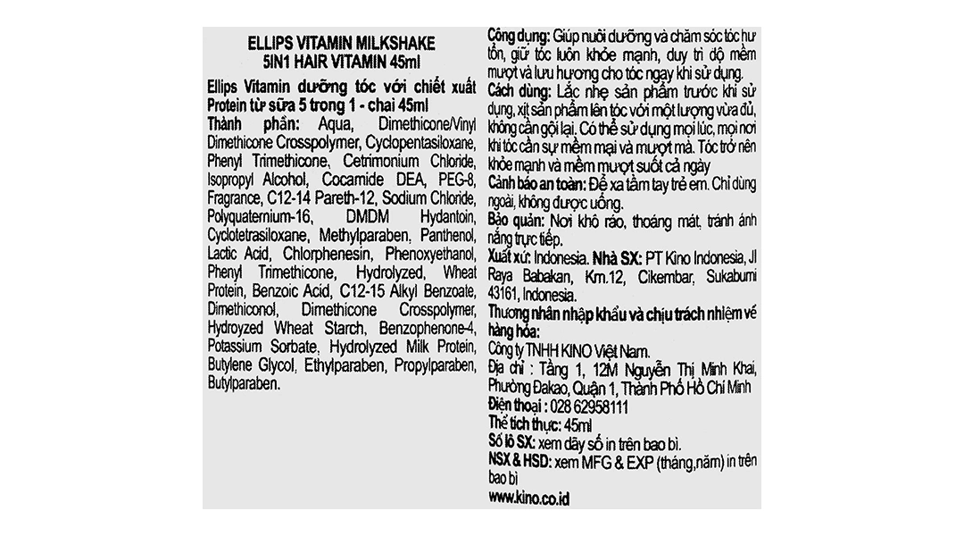 Xịt dưỡng tóc Ellips Vitamin Milkshake giúp phục hồi hư tổn chai 45ml - 5
