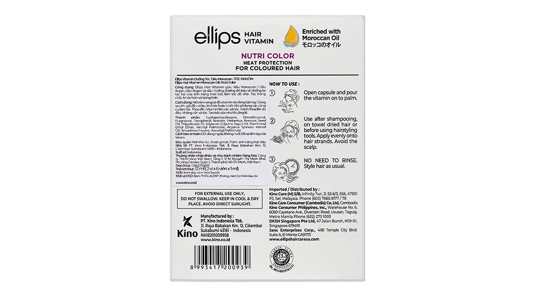 Serum dưỡng tóc Ellips Hair Vitamin dành cho tóc nhuộm hộp 12 viên - 1