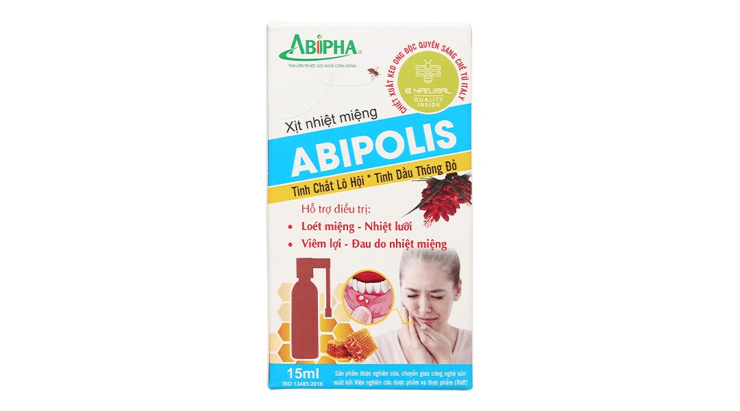 Xịt nhiệt miệng Abipolis hỗ trợ giảm loét miệng, viêm lợi (1 chai x 15ml) - 1