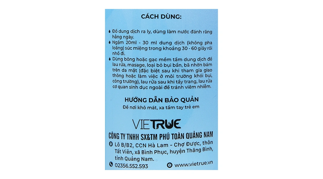 Nước muối Vietrue sát khuẩn, súc miệng chai 500ml - 4