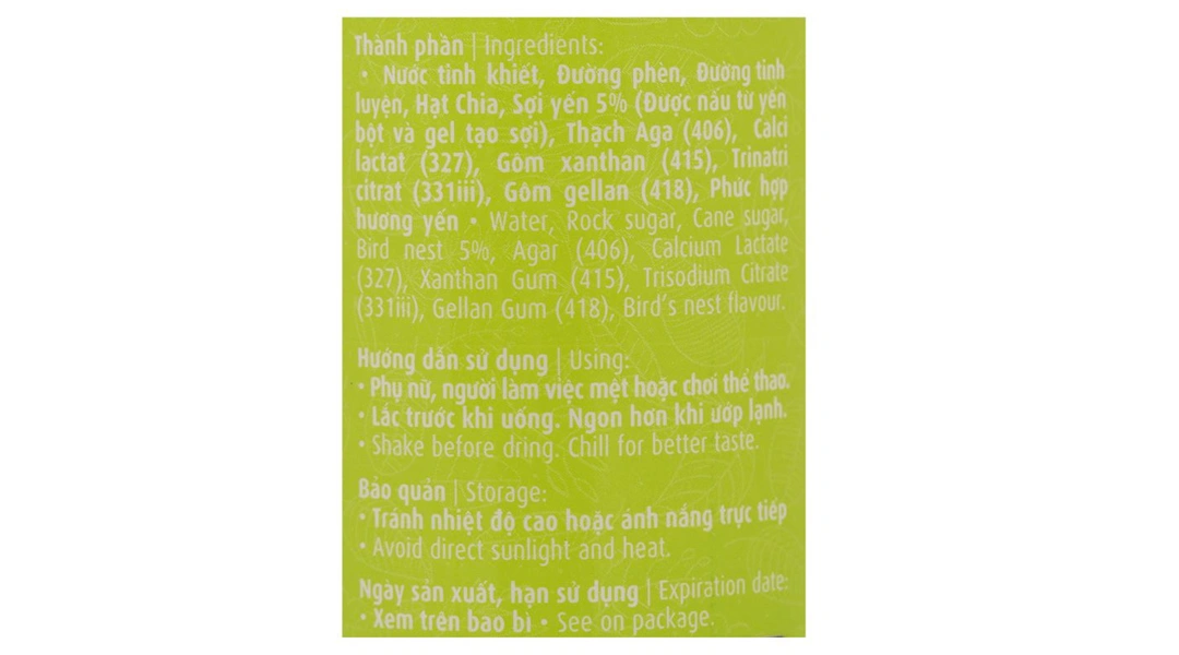 Nước yến sào hạt chia Green Bird chai 185ml - 31