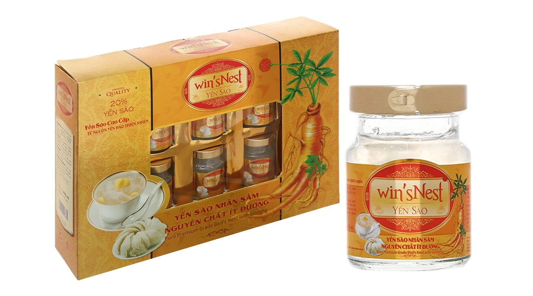 Yến Sào Win'snest Nhân Sâm Nguyên Chất Ít Đường Hộp 420Ml (6 Lọ x 70Ml) - 