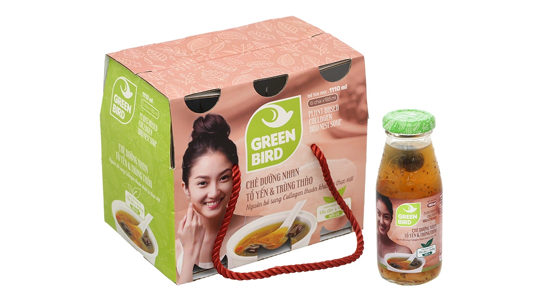 Chè Dưỡng Nhan Tổ Yến Và Trùng Thảo Green Bird Nutrinest lốc 6 chai x 175ml - 6